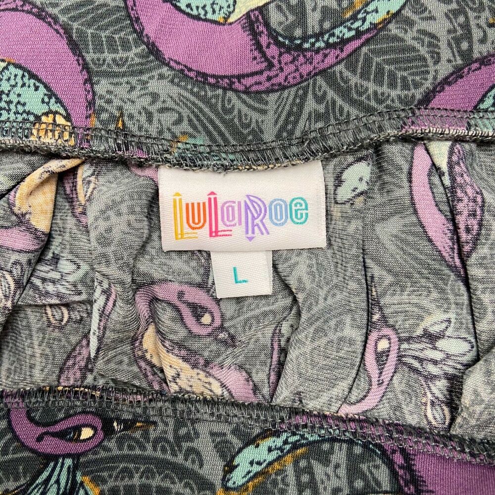 LuLaRoe Madison Skirt Purple Peacock Print Womens Large - Picture 3 of 5
